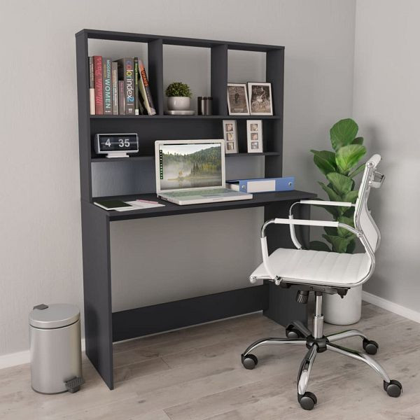 vidaXL Schreibtisch mit Regalen Grau 110x45x157 cm Holzwerkstoff, 800389