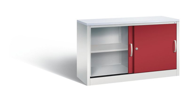 C+P Sideboard mit Schiebetüren Acurado, H720xB1200xT400mm, Farbe: Lichtgrau / Rubinrot, Bügelgriff, 2 OH, 5723-00 S10371