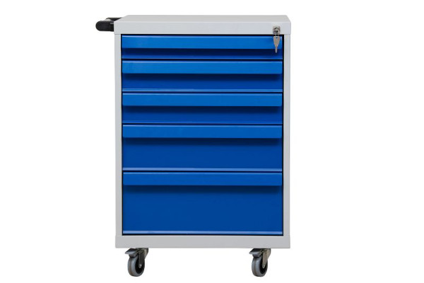 Gürkan Werkstatt-Trolley, 60 x 56 x 84 cm, Lichtgrau, Enzianblau, ohne Fachtrenner, MTC.5, 109239