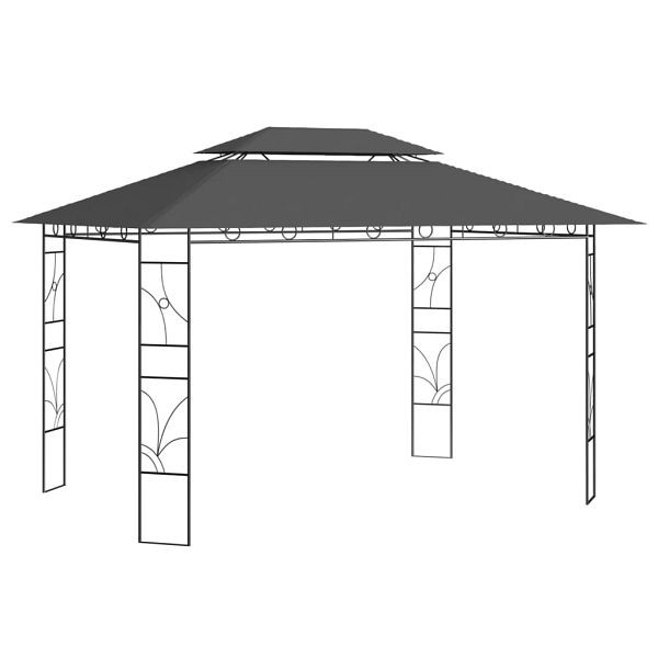vidaXL Pavillon 4x3x2,7 m Anthrazit 160 g/m², Material: Stahl, Stoff (100% Polyester) mit PA-Beschichtung, 313917