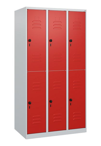 C+P Doppelstöckiger Spind Classic PLUS, 3 Abteile, 1700x900x500mm, 7035/3020, Drehriegel, 0803007-30 S10002