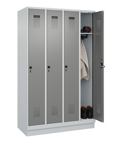 C+P Spind Evolo PLUS, mit Sockel, 4 Abteile, 1950x1200x500mm, 7035/0004, Verschluss Drehriegel, Ablageböden 4, 049020-40 S10014