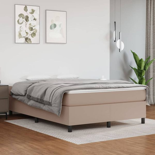 vidaXL Boxspringbett Matratze Cappuccino-Braun 140x200cm Kunstleder, 3144613