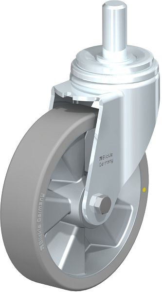 Blickle LHZ-ALTH 200K-AS Stahlblech-Lenkrolle, Schwerlast-Ausführung, mit Zapfen, Blickle Extrathane®, Grau, 852536