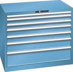 LISTA Schubladenschrank 54x36E (BxTxH) 1023x725x850mm KEY Lock, Lichtblau, 7 Schubladen, Traglast Schubladen 75 kg, 78.804.010