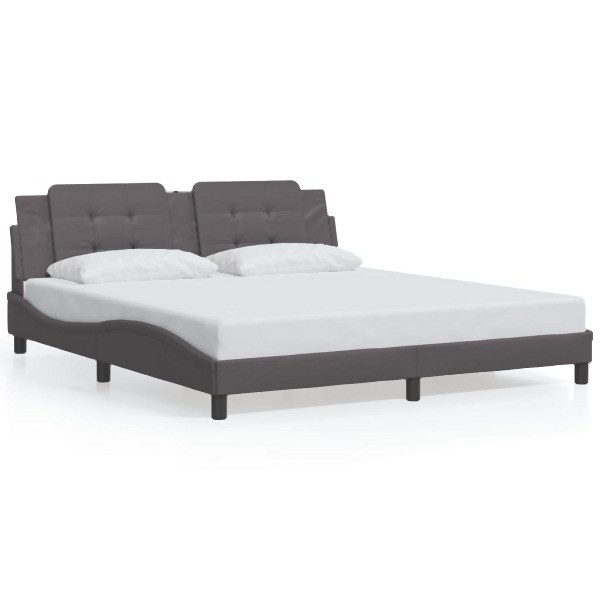 vidaXL Bettgestell mit Kopfteil Grau 180x200 cm Kunstleder, 3208201