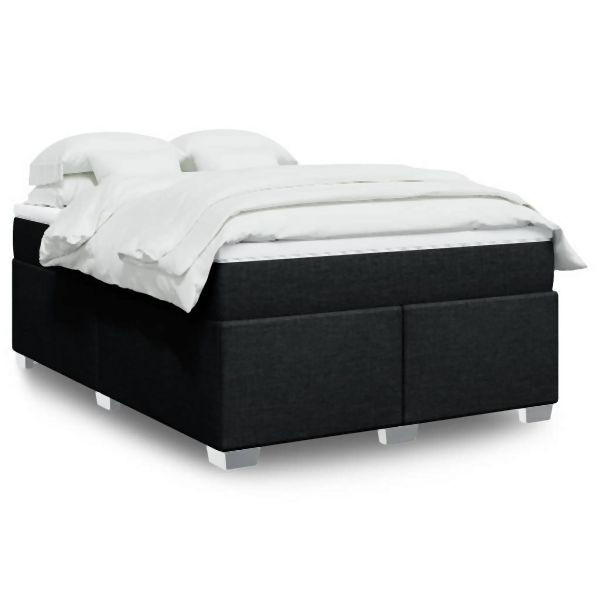 vidaXL Boxspringbett mit Matratze Schwarz 140x200 cm Stoff, 3285139