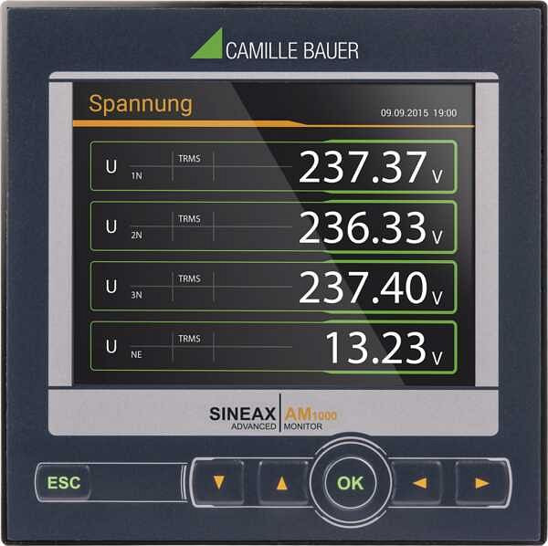 Camille Bauer Multifunktionales Leistungsmessgerät mit Netzanalyse für Messung, Überwachung, Starkstromnetze, Format 96x96mm AM1000-1123 00E, 192737
