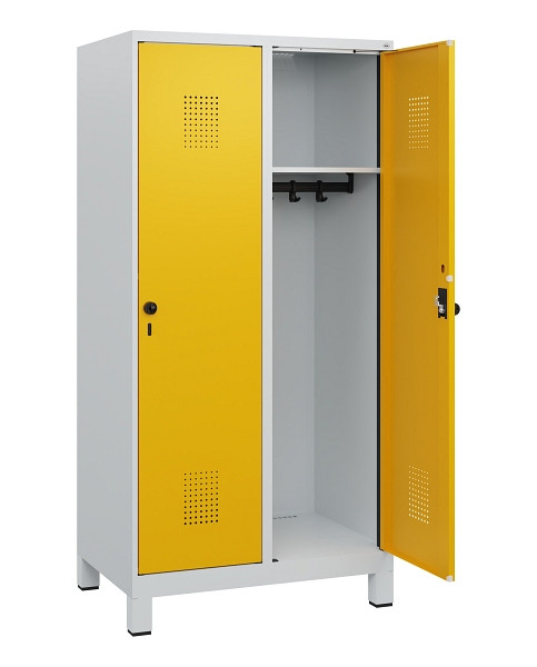 C+P Spind Evolo PLUS, Füße, 2 Abteile, 1630x800x500mm, 7035/1004, Drehriegel, 0490105-22 S10000