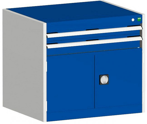 bott cubio Schubladenschrank bestückt mit 2 Schubladen, Tür BxTxH: 800 x 525 x 700 mm, RAL 7035/5010, 40012007.11V