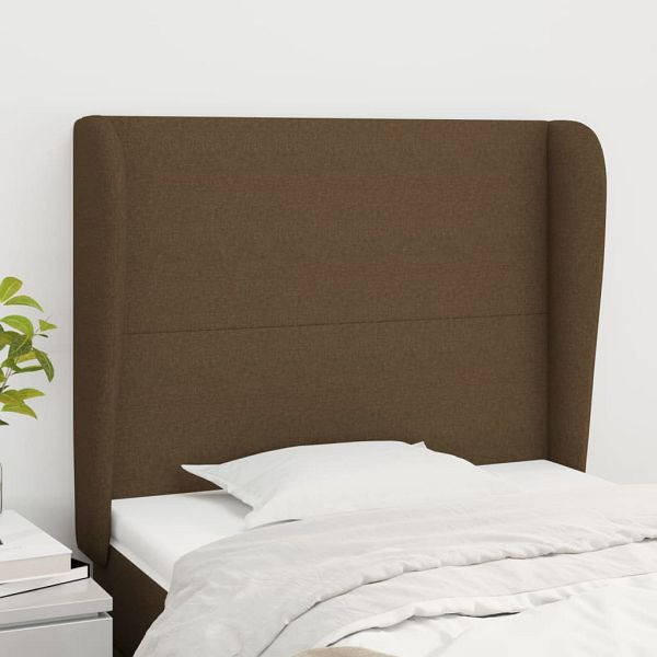 vidaXL Kopfteil mit Ohren Dunkelbraun 93x23x118/128 cm Stoff, 3117661