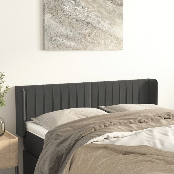 vidaXL Kopfteil mit Ohren Dunkelgrau 147x16x78/88 cm Samt, 3119055