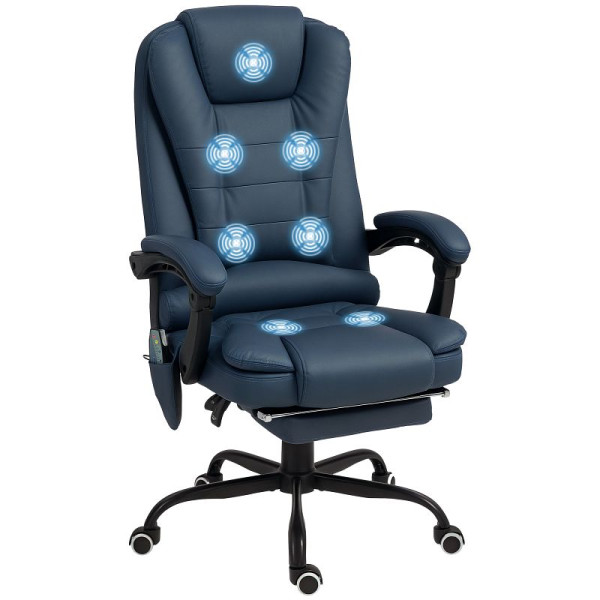 Vinsetto Schreibtischstuhl mit 7 Massagepunkten, höhenverstellbarer Drehstuhl mit integrierter Fußstütze, 67 x 79 x 111-121 cm, 921-342V91BU