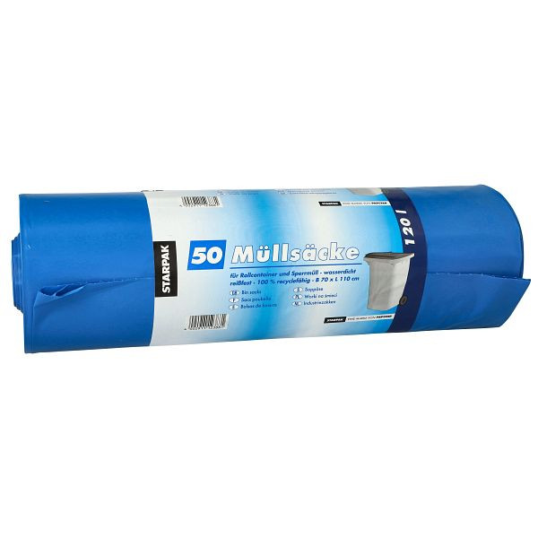 Starpak Müllsäcke - 120 L, LDPE, blau, 50 Stück, 12388
