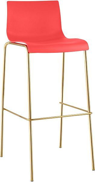 CLP Barhocker Hoover Kunststoff 4-Fuß Gold, rot, 327070