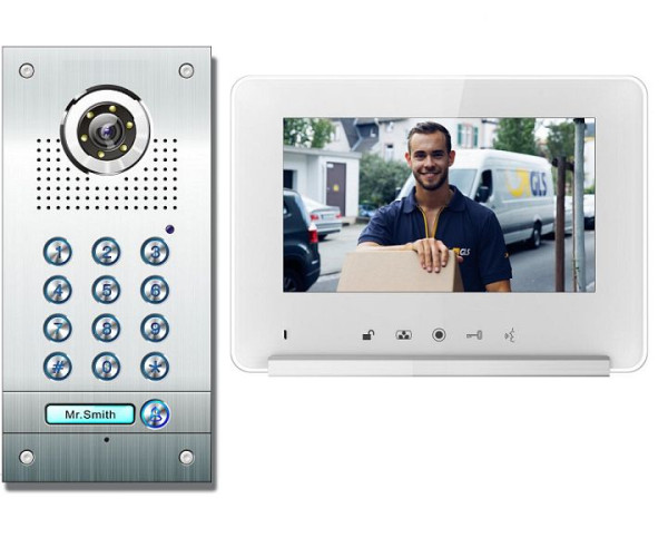 Anthell Electronics 1-Familien PIN-Code Farb-Video-Sprechanlage Set mit Bildspeicher, mit 7" Monitor, CK1-690S1-1