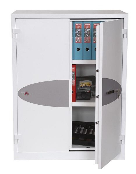 Deskin Feuerschutz Dokumententresor Serie Papersafe, Farbe weiß RAL 9003, Doppelbart-Schlüsselschloss, Außenmaße: B 935 x H 1225 x T 520 mm, 293016