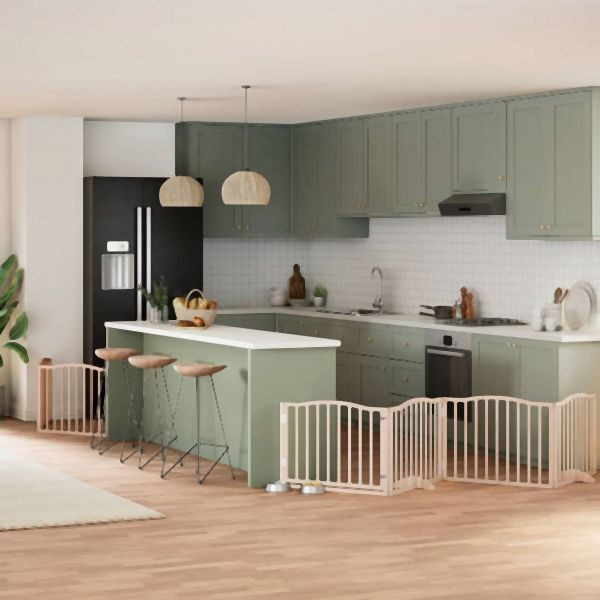 vidaXL 6-tlg. Hundetor mit Tür Faltbar 480 cm Pappelholz, 3155609