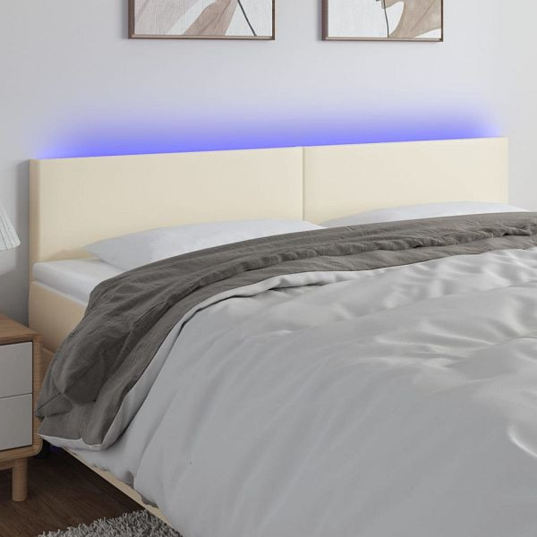 vidaXL LED Kopfteil Creme 180x5x78/88 cm Kunstleder, 3121436