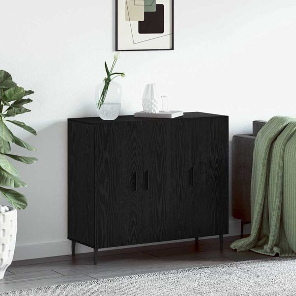 vidaXL Sideboard Schwarz 90 x 34 x 80 cm Holzwerkstoff, 879588