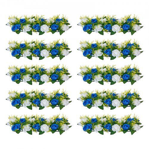 VEVOR Kunstblumen, VE: 10 Stück, Blumenkugeln 500x220x120 mm, Hochzeitsmittelstücke, blaue/weiße Rosen, Tischdekoration, ZSHQTXLSBS190GWMF001V0