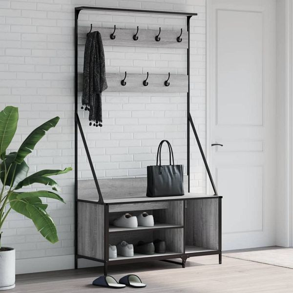 vidaXL Kleiderständer mit Schuhablage Grau Sonoma 100x41x184 cm, 837870