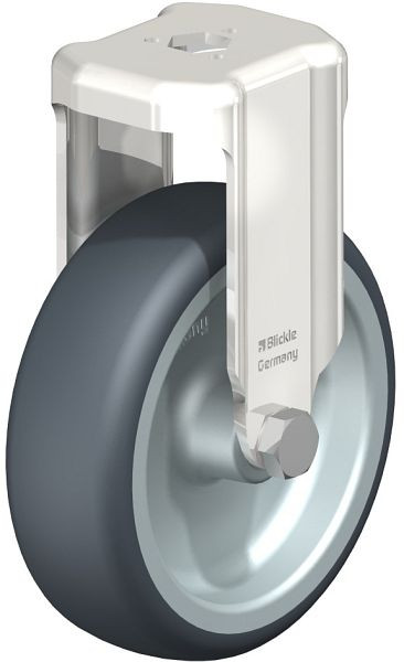 Blickle BKRXA-TPA 101G Edelstahl-Apparate-Bockrolle mit Rückenloch, Thermoplastisches Gummi-Elastomer, Grau, 574426