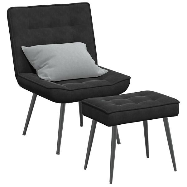 vidaXL Relaxsessel mit Hocker Schwarz Samt, 4012332, 8721102928284
