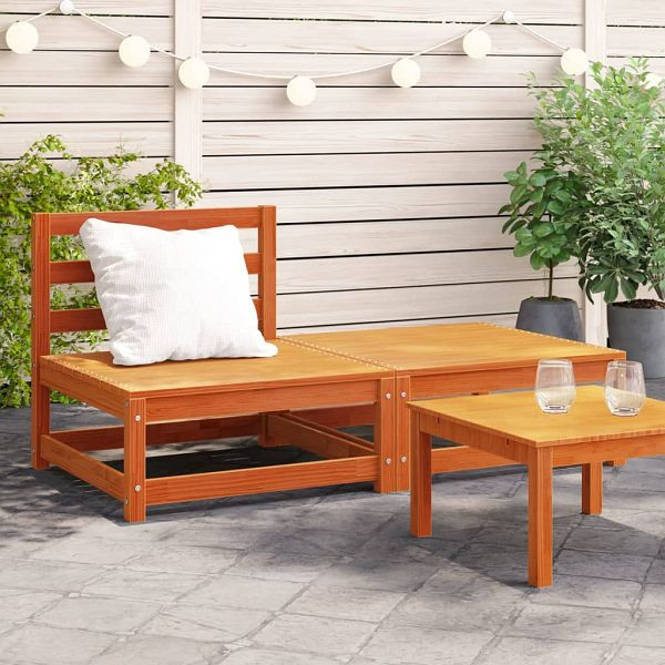 vidaXL Gartensofa ohne Armlehnen mit Fußhocker Wachsbraun Kiefernholz, 837960