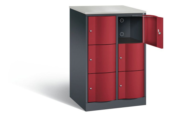 C+P XL-Schließfachschrank Resisto, H1255xB772xT640mm, Farbe: Schwarzgrau / Rubinrot, 8573-273 S10103