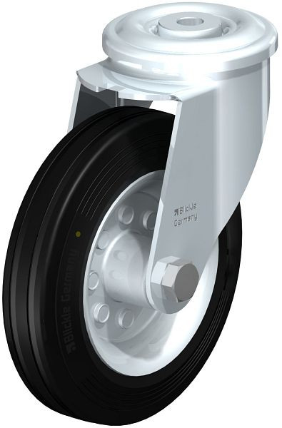 Blickle LER-VE 160R-EL Stahlblech-Lenkrolle mit Rückenloch, Vollgummi, Schwarz, 680587