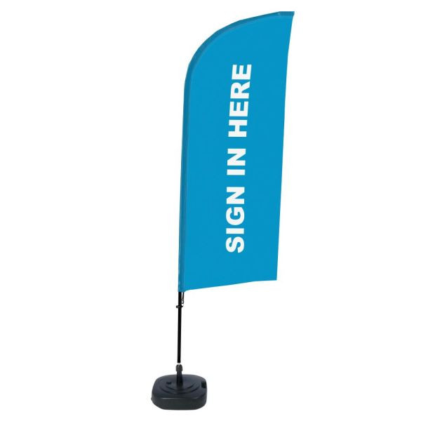 Showdown Displays Beachflag Alu Wind Komplett-Set Hier Anmelden Blau Englisch, BFAW310-WT21-I114