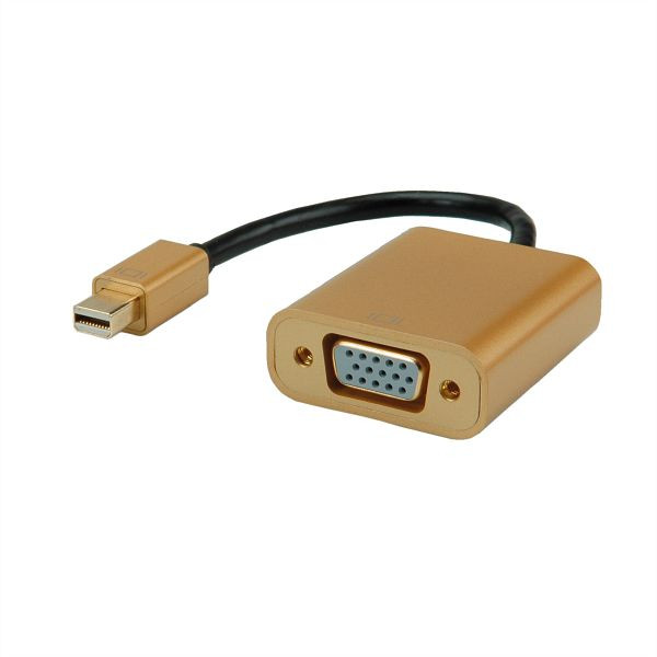 ROLINE GOLD Mini DisplayPort-VGA Adapter, Aktiv, Version 1.2, Mini DP ST - VGA BU, Retail, 12.88.3171