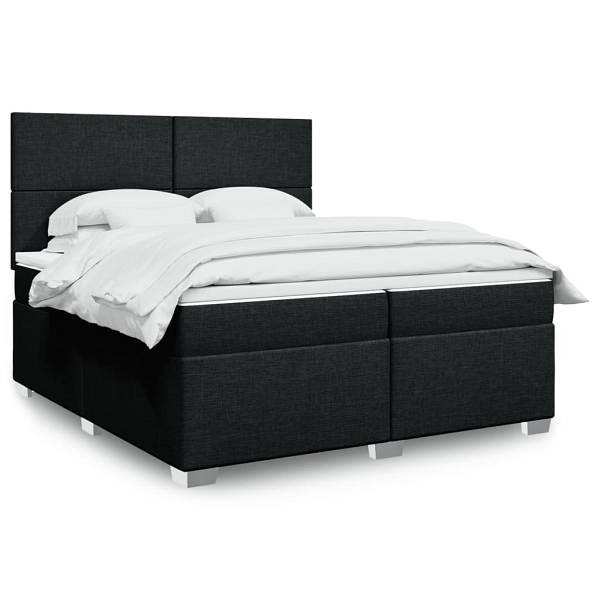 vidaXL Boxspringbett mit Matratze Schwarz 200x200 cm Stoff, 3290590
