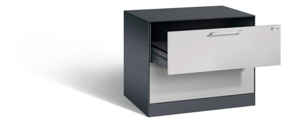 C+P Karteischrank Asisto, H710xB800xT600mm, Farbe: Schwarzgrau / Weißaluminium, Bügelgriff, 146273-222 S10022
