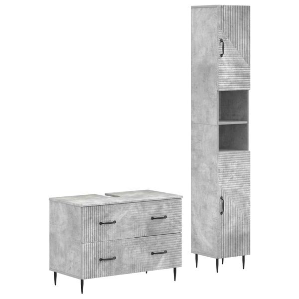 vidaXL 2-teiliges Badezimmer Schrank Set HAARLEM Betongrau, 3417534
