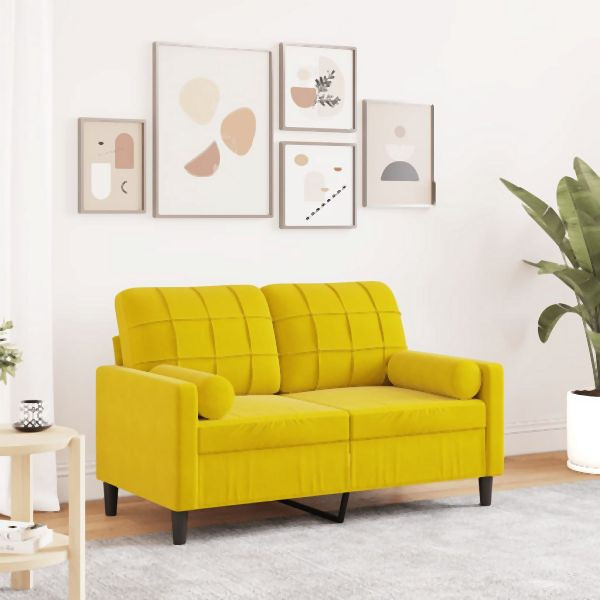 vidaXL 2-Sitzer-Sofa mit Zierkissen Gelb 120 cm Samt, 3278215