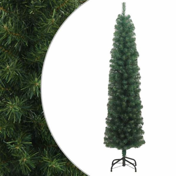 vidaXL Künstlicher Weihnachtsbaum Schlank mit Ständer Grün 240 cm PVC, 320952
