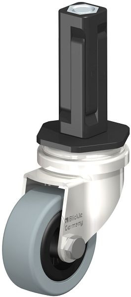 Blickle LRXA-VPA 50G-EXV02 Edelstahl-Apparate-Lenkrolle mit Expander, Vollgummi, Grau, 856421