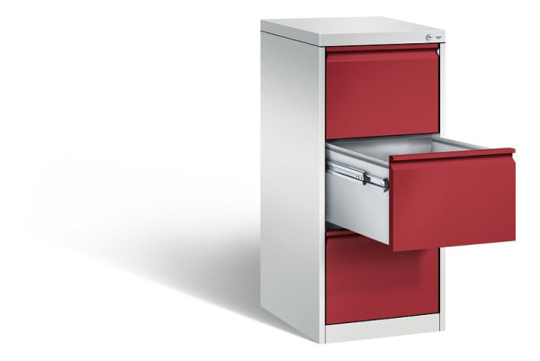 C+P Hängeregistraturschrank Acurado, H1045xB433xT590mm, Farbe: Lichtgrau / Rubinrot, Griffleiste, 12423-311 S10004
