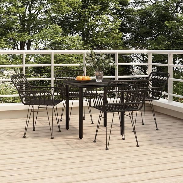 vidaXL 5-tlg. Garten-Essgruppe Schwarz Poly Rattan, 3157867