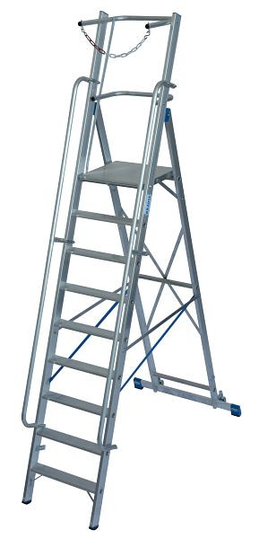 Krause Stabilo Stehleiter große Plattform und Sicherheitsbügel+Kette 1x9 Stufen, 127532