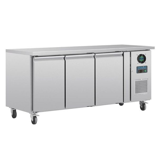 Polar Serie U Tiefkühltisch 3-türig 417L, Finish: Edelstahl, G600