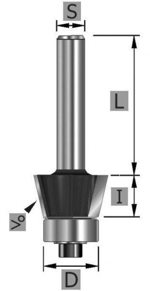 Edessö Fasefräser HW mit Kugellager, A: 19,9,<: 22°, B: 9,5, C: 8, 108019908