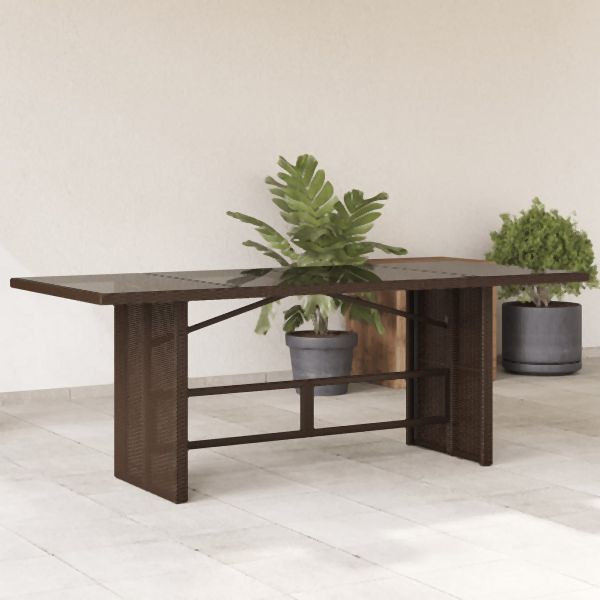 vidaXL Gartentisch mit Glasplatte Braun 190x80x75 cm Poly Rattan, 365603