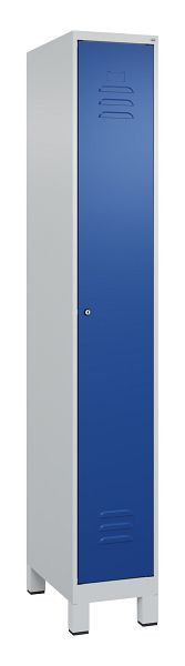 C+P Umkleidespind Classic PLUS mit Mitteltrennwand, Füße, 1950x300x500mm, 7035/5010, Zylinderschloss, 080010-10F S10018