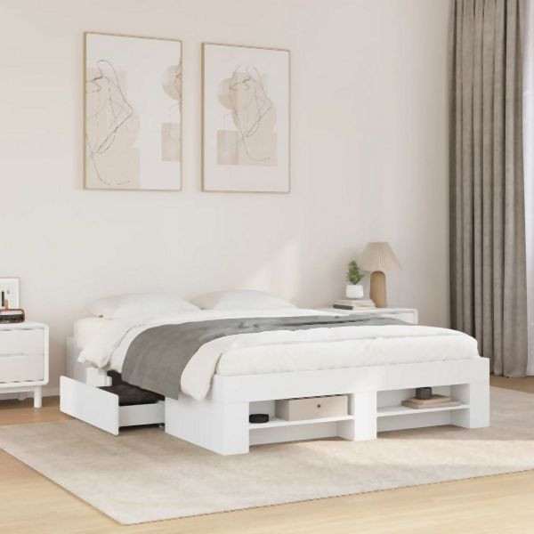vidaXL Bettgestell Weiß 140x190 cm Holzwerkstoff, 3295499