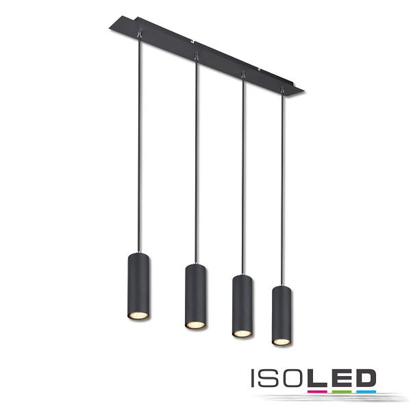 ISOLED Hängeleuchte schwarz matt, 4xGU10 Fassung, ohne Leuchtmittel, 115003