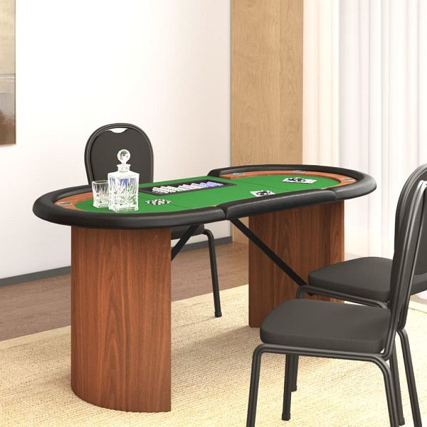 vidaXL Pokertisch Klappbar 10 Spieler mit Chipablage Grün 160x80x75 cm, 80406