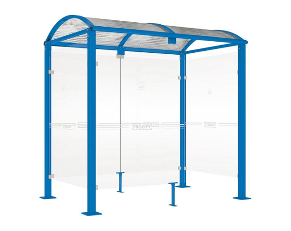 Procity Raucherunterstand Klassik "M" - Tiefe 1560 mm, Farbe RAL 5010, Maße: Breite 2500 x Höhe 2547 x Tiefe 1666 mm, 529370.5010